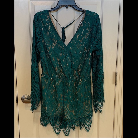 Teal Lace Romper - Picture 1 of 2